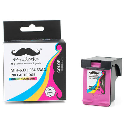 Compatible HP 63XL Tri-Color Ink Cartridge (F6U63AN) by Moustache - High Yield of HP 63 Color Ink