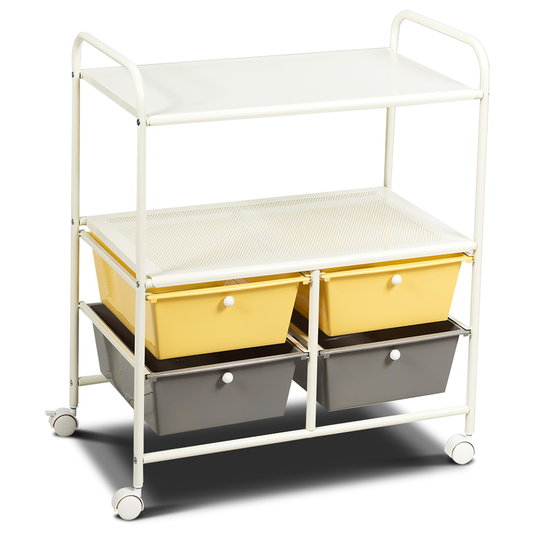 Costway Yellow 4-Drawer Storage Cart