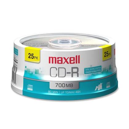 Maxell CD-R 700-25CL 700MB/80 Minute Multi-Colored CD-R Discs-Spindle 25 / Pack