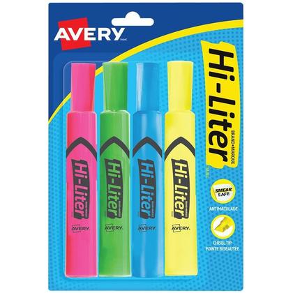 Avery HI-LITER® Desk-Style Chisel Point Highlighter Pen,Assorted Colors
