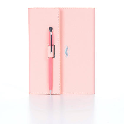 Color PU Notebook, 96 Sheets With Pen, B6 - Moustache@