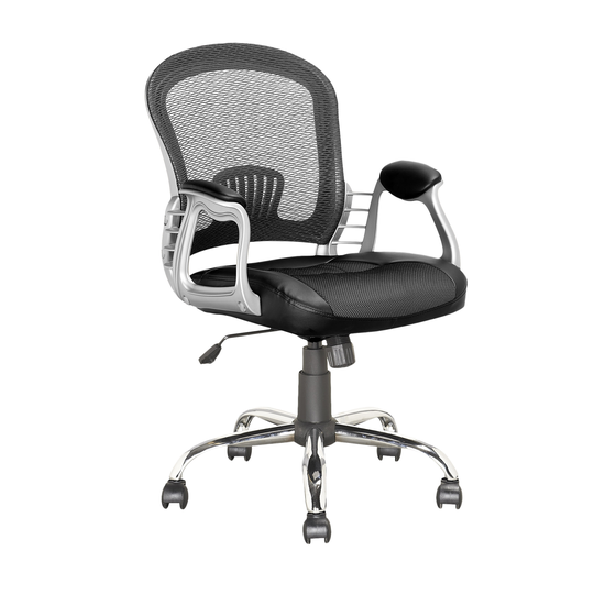 CorLiving 19.50-in x 19.25-in Black Leatherette and Mesh Office Chair
