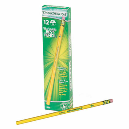 Dixon Ticonderoga@ Wood-Case Pencil, 12/Box, Yellow - 1B 310706