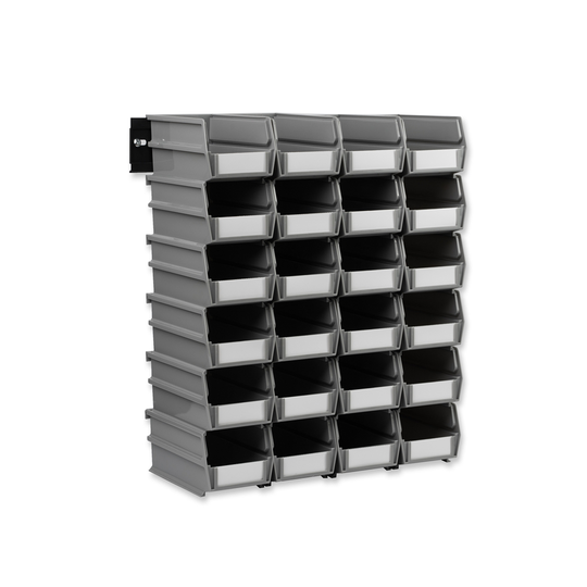 Triton Products 0.301-Gal. Small Bin System in Gray (24-Bins) and 2- Wall Mount Rails