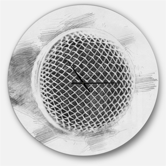 Designart 36-in x 36-in Microphone in Pencil Sketch Modern Analog Round Wall Clock
