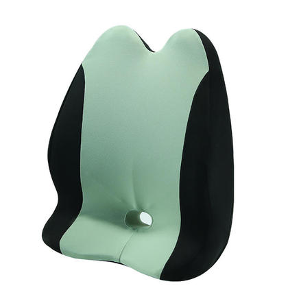 Ergonomic Memory Foam Backrest Cushion for Chair & Car Seat - Moustache® - Green & Black
