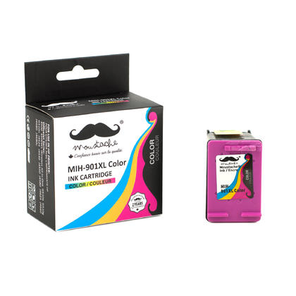 Compatible HP 901XL Color Ink Cartridge by Moustache - High Yield of HP 901 Color Ink