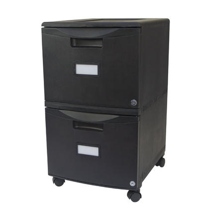 Storex 2-Drawer Mobile File Cabinet with Lock, Legal/Letter Size - Black