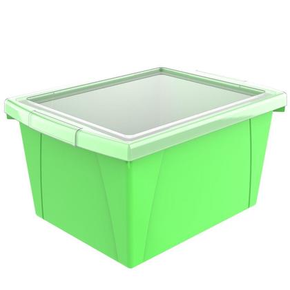 Storex® 4 Gallon/15 L, Classroom Storage Bin with Lid, 13.625"L x11.25"W x 7.87"H, Green