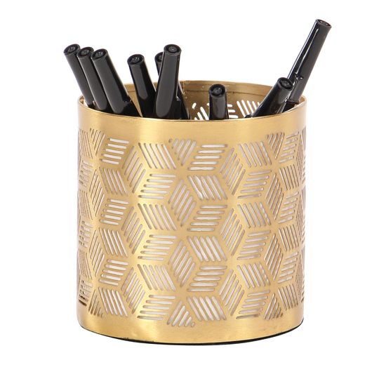 Grayson Lane 4-in x 4-in Glam Pencil Holder - Gold Iron