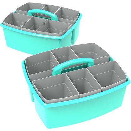 Storex Large Caddy with Sorting Cups, Teal, 2-Pack