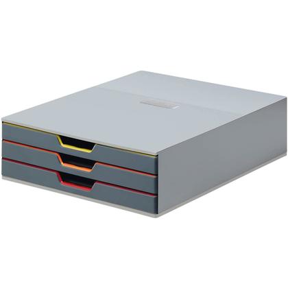 Durable Desktop Drawer Organizer (VARICOLOR 3 Compartments with Removable Labels)