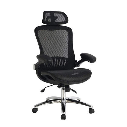 Ergonomic Office Chair with Suspension Mesh Seat and Flip-Up Arms, Black - Moustache