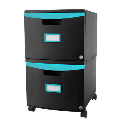Storex 2-Drawer Mobile File Cabinet with Lock, Legal/Letter Size - Teal