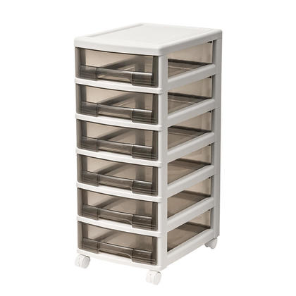 Plastic Mobile Cabinet with 6 Drawers for Office Home - White