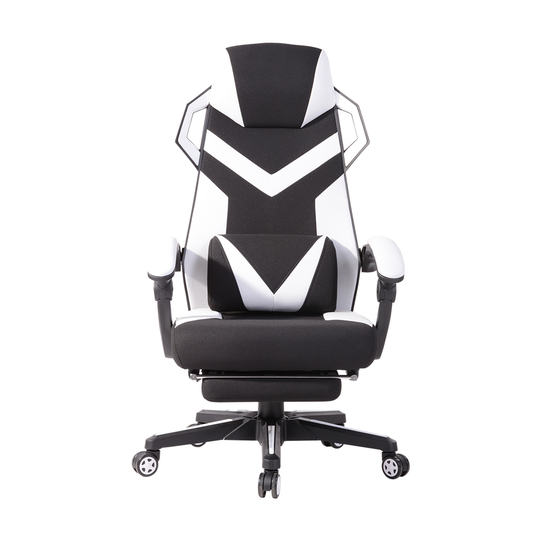 Homycasa Landuci White Contemporary Ergonomic Adjustable Height Swivel Headrest Chair