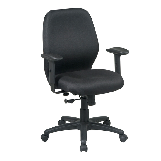 Office Star Products Black Contemporary Ergonomic Adjustable Height Swivel Task Chair With Mid back