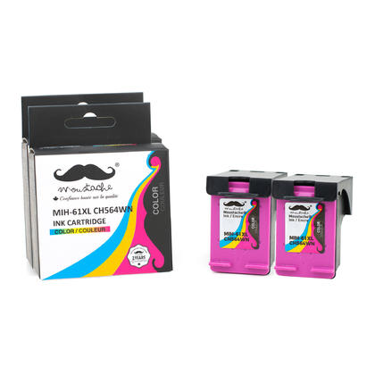 Compatible HP 61XL Tri-Color Ink Cartridge (CH564WN) by Moustache, 2/pack - High Yield