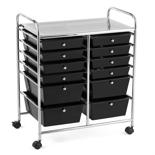 Costway Black 12-Drawer Storage Cart