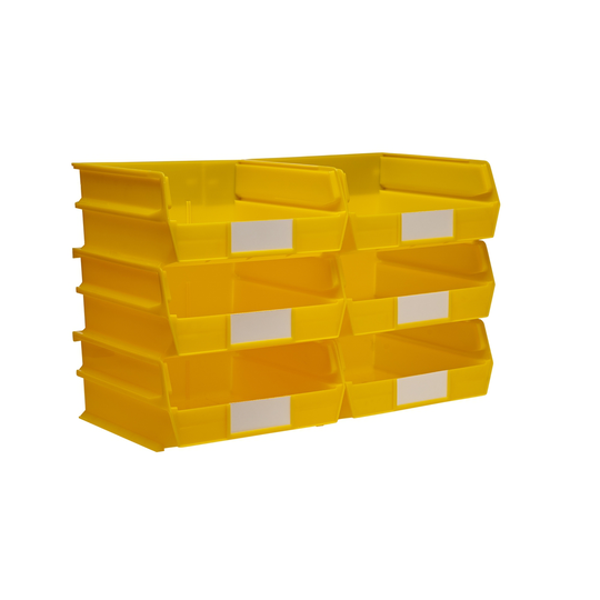 Triton Products LocBin Stacking Hanging Interlocking Polypropylene Storage Bin Yellow (6-Pack)