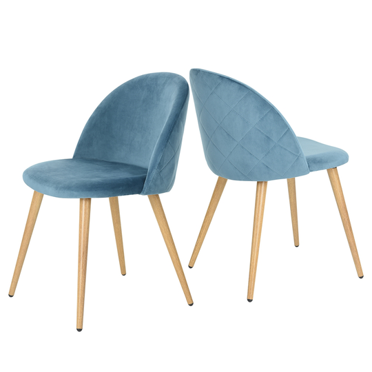 Homycasa Zomba Diamond Contemporary Velvet Side Chair - Blue - Set of 2