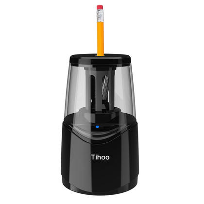 Rechargeable Electric Pencil Sharpener with Helical Blade - Black