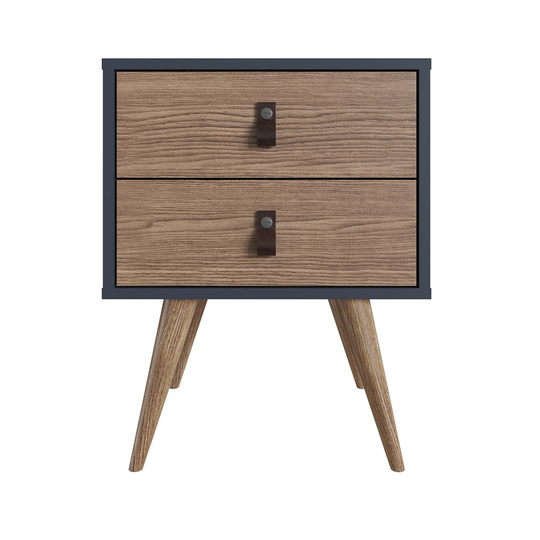 Manhattan Comfort Amber Blue and Brown Nightstand