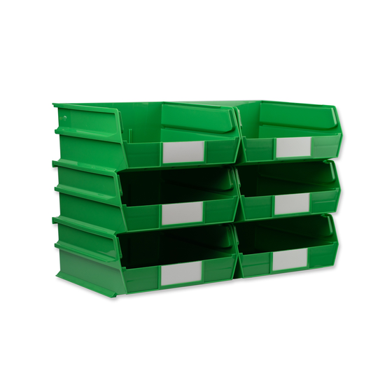 Triton Products LocBin Stacking Hanging Interlocking Polypropylene Storage Bin in Green (6-Pack)