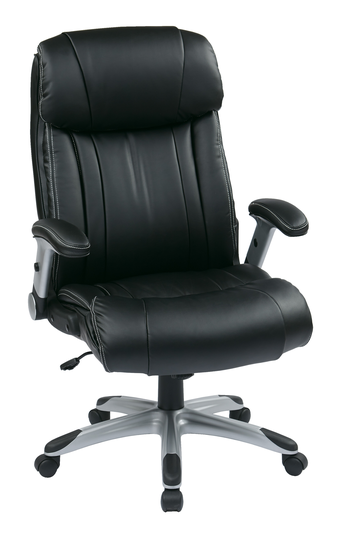 Work Smartâ„¢ Black Leather Chair with Adjustable Arms