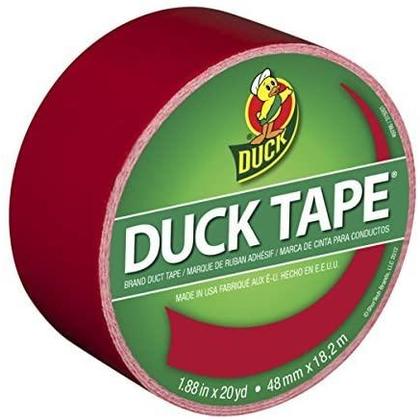 Duck Brand Color Duct Tape, Red, 1.88 Inches x 20 Yards, Single Roll