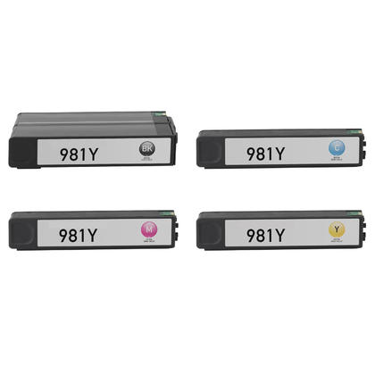 Compatible HP PageWide Enterprise Color MFP 586dn 981Y PageWide Ink Cartridge Combo Extra High Yield BK/C/M/Y