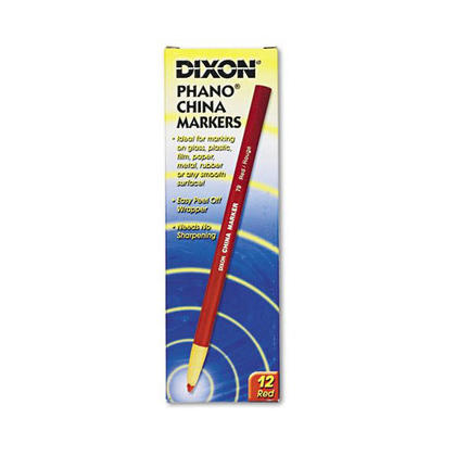 Dixon@ Phano China Marker Pencils - 12/Box - Red