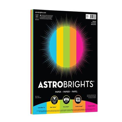 Astrobrights@ Color Paper, 8.5"x 11" 24 lb/89 gsm, 5-Color Assortment, 100 Sheets