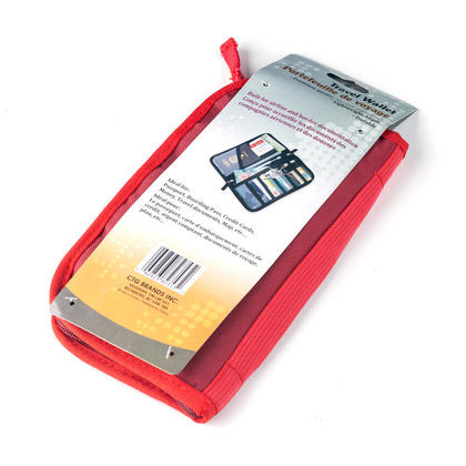 Zipper Travel Wallet Passport Lightweight Storage Organizer 10"x9.5", 1 Randomized Color Per Pack