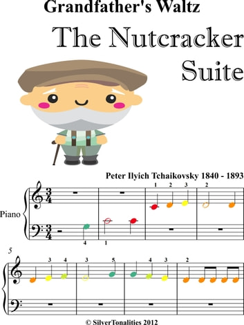 Grandfather's Waltz the Nutcracker Beginner Piano Sheet Music with Colored Notes