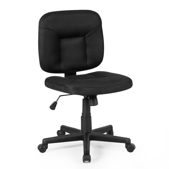 Costway Black Contemporary Ergonomic Adjustable Height Armless Swivel Task Chair