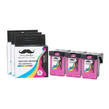 Compatible HP 63XL Tri-Color Ink Cartridge (F6U63AN) by Moustache, 3/pack - High Yield