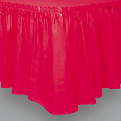 Party Plastic Table Skirt Solid Color Red 29"x14ft, 1 Pc