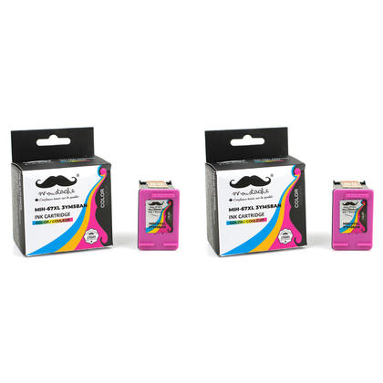 Compatible HP 67XL 3YM58AN Color Ink Cartridge High Yield - Moustache® - 2/Pack