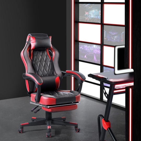 Homycasa Ergonomic Gaming Chair with Footrest - Red