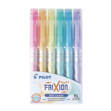 Pilot FriXion® Light Erasable Highlighters Set with Pastel colors, 6 highlighters / Pack