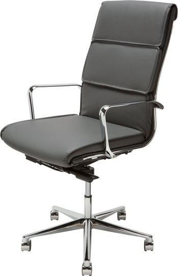 Lucia Office Chair (High Back - Grey with Silver Base)