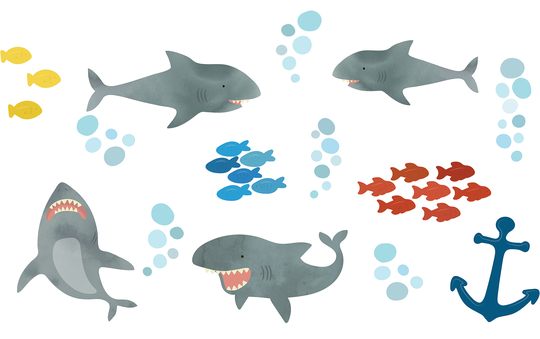 WallPops Shark Attack Wall Art Kit