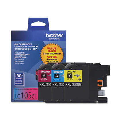 Brother LC105 3PKS Color Ink Cartridge Combo Extra High Yield C/M/Y