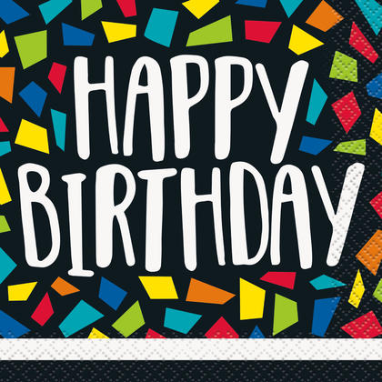 Colorful Mosaic Birthday Beverage Napkins, 16ct For Birthday Party