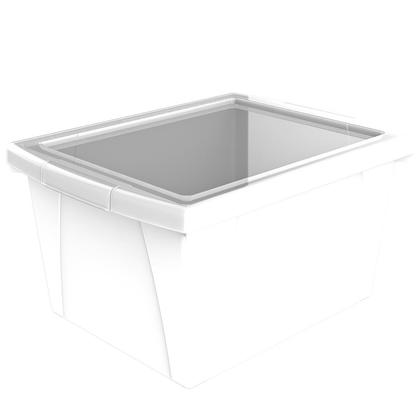 Storex® 4 Gallon/15 L, Classroom Storage Bin with Lid, 13.625"L x11.25"W x 7.87"H, White