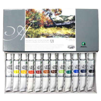 Marie's Acrylic Colors Set, 12ml Tubes - 12 Assorted Colors/Box
