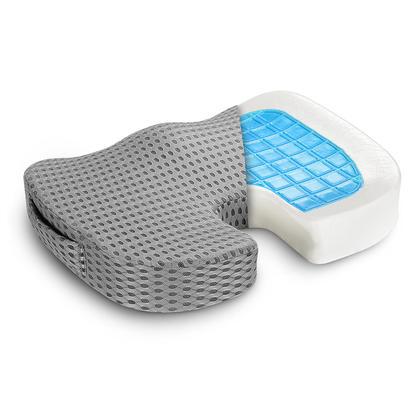 Cool Gel Memory Foam Seat Cushion, 450mm x 370mm x 71mm, Gray - Moustache®