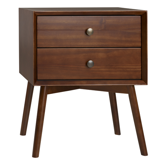 Walker Edison Mid-Century 2 Drawer Solid Wood Nightstand - Walnut
