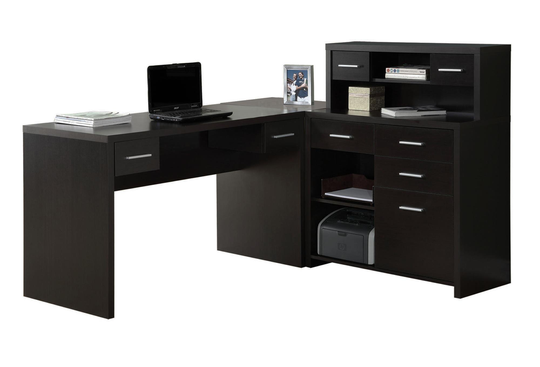 Monarch Specialties Monarch 62.75-in x 44.75-in Cappuccino L-Shaped Home Office Desk